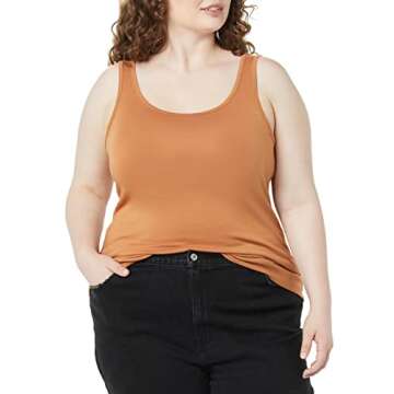 Amazon Essentials Women's Plus Size Tank Top, Pack of 2, Deep Brown/Light Caramel, 2X