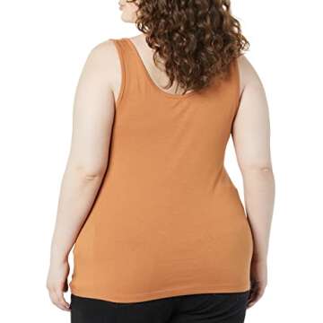Amazon Essentials Women's Plus Size Tank Top, Pack of 2, Deep Brown/Light Caramel, 2X