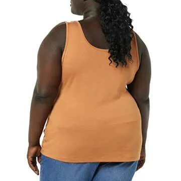 Amazon Essentials Women's Plus Size Tank Top, Pack of 2, Deep Brown/Light Caramel, 2X