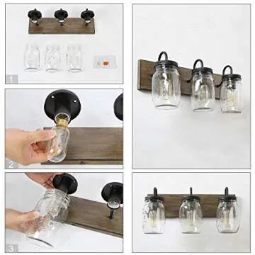 Farmhouse Mason Jar Vanity Light Fixtures for Bathrooms