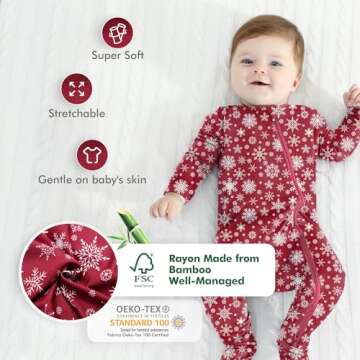 HAPIU Rayon from Bamboo Baby Footed Pajamas, 2 Way Zipper YKK, Footie for Baby Boy Girls, Newborn-24...