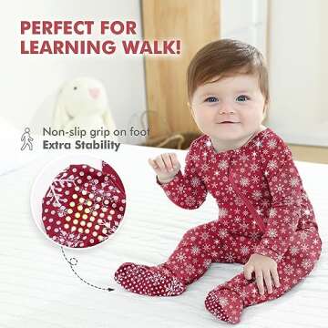HAPIU Rayon from Bamboo Baby Footed Pajamas, 2 Way Zipper YKK, Footie for Baby Boy Girls, Newborn-24 Months, 2-Pack, Christmas & Molten Lava, 0-3 Months