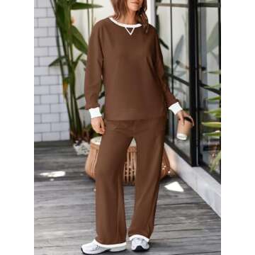 Aleumdr Travel Outfits For Women 2 Piece Lounge Sets Fall Outfits Pullover Sweatshirt with Sweatpant...