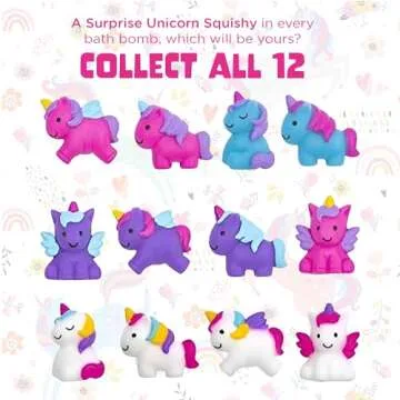 Unicorn Bath Bombs for Girls with Surprise Toys Inside (6 Pack) - Large Bubble Bomb for Kids, Gentle...