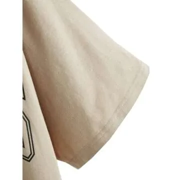 SOLY HUX Women's Graphic Oversized Tees Letter Print Summer Tops Vintage Half Sleeve Loose Casual T Shirts Beige/Black XL