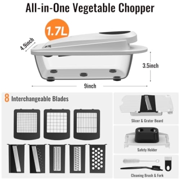 Versatile 8 Blade Vegetable Chopper with Container for Effortless Prep