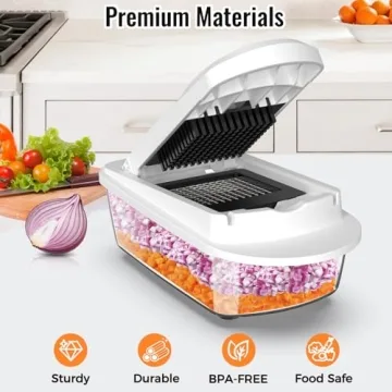 Versatile 8 Blade Vegetable Chopper with Container for Effortless Prep