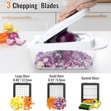 Versatile 8 Blade Vegetable Chopper with Container for Effortless Prep
