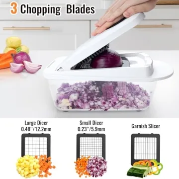 Versatile 8 Blade Vegetable Chopper with Container for Effortless Prep