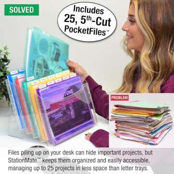 Ultimate Office StationMate Desktop Organizer (Includes 25, 5th-Cut PocketFiles)
