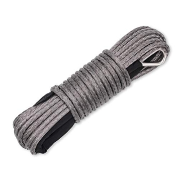 Ucreative 1/4 Inch x 50 Feet 10,000LBs Synthetic Winch Line Cable Rope with Black Protecing Sleeve f...