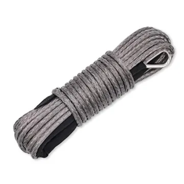 Ucreative 1/4 Inch x 50 Feet 10,000LBs Synthetic Winch Line Cable Rope with Black Protecting Sleeve ...