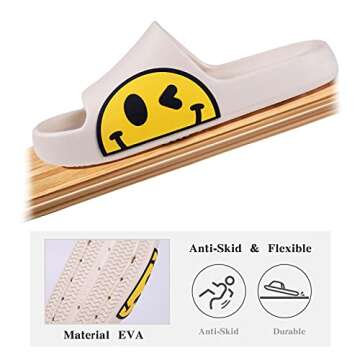 Sandals for Girls and Boys,Mens Slippers Sandals for Women,EVA Anti-Slip Indoor & Outdoor Kids Slippers Smile Face Open Toe Spa Bath Pool Gym House Casual Shower Shoes(White 39///40)