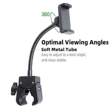 FPN Mic Stand Phone Holder, Flexible Phone Mount with 7.9" Removable Gooseneck for Microphone Music ...