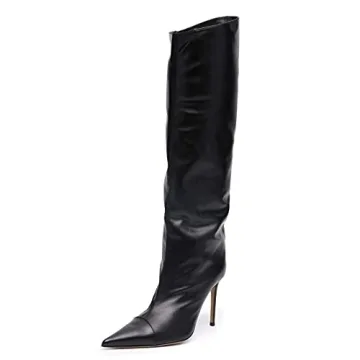 Arqa Metallic Boots Women Pointed Toe Stiletto Heel Fashion