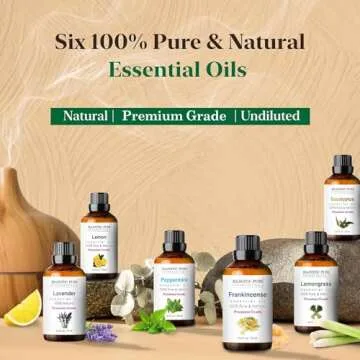 Majestic Pure Essential Oils Set - 6 x 10ml - Natural Aromatherapy Blends
