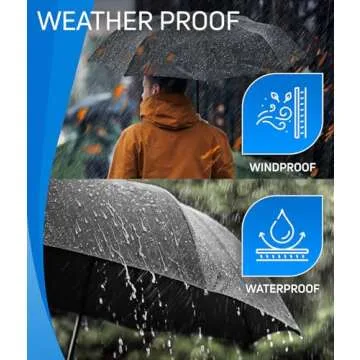 Rain-Mate Compact Travel Stick Umbrella - Pocket Portable Folding Windproof Mini Umbrella - Auto Open and Close Button and 8 Rib Reinforced Canopy
