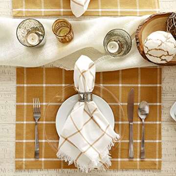 DII Checkered Cotton Napkin Set - 6 Piece in Honey Gold