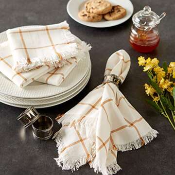 DII Checkered Cotton Napkin Set - 6 Piece in Honey Gold
