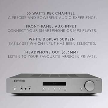 Cambridge Audio AXA35 35 Watt 2-Channel Integrated Stereo Amplifier | Built-in Phono-Stage | .25 Inc...