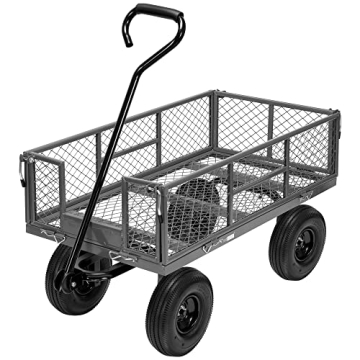 VIVOHOME Heavy Duty 880 Lbs Capacity Mesh Steel Garden Cart - Versatile Utility Wagon with Removable...