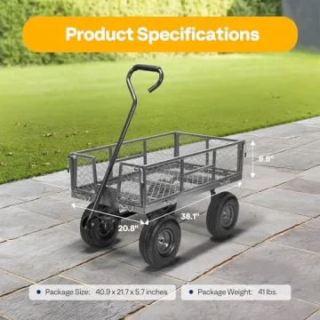 VIVOHOME Heavy Duty Garden Cart with 880 Lbs Capacity
