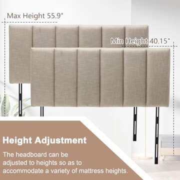 HAOBO Home Upholstered Headboard Foldable King Size Headboards Eastern King/California King Linen Panel with Height Adjustments