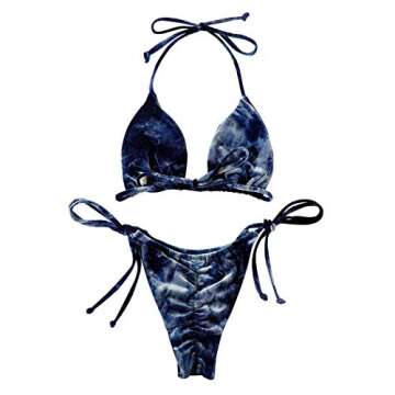 SUUKSESS Women Slimming Halter Bikini Sets (Navy Blue, L)