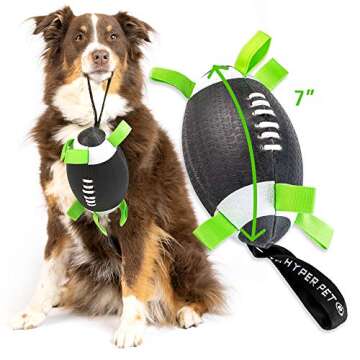 Hyper Pet Grab Tabs Dog Toys - Interactive Dog Toys for Fetch, Tug, Retrieving & Water Play - 7" Football - for All Breeds