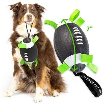 Hyper Pet Grab Tabs Dog Toys - Interactive Dog Toys for Fetch, Tug, Retrieving & Water Play - 7" Football - for All Breeds