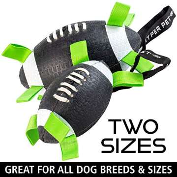 Hyper Pet Grab Tabs Dog Toys - Interactive Dog Toys for Fetch, Tug, Retrieving & Water Play - 7" Football - for All Breeds