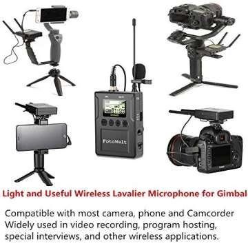 Pixel 50-Channel Professional UHF Wireless Lavalier Microphone System with LCD Portable Receiver Compatible with DSLR Cameras Phone Camcorders Used in Video Recording,Program Hosting and Interview
