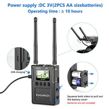 Pixel 50-Channel Professional UHF Wireless Lavalier Microphone System with LCD Portable Receiver Compatible with DSLR Cameras Phone Camcorders Used in Video Recording,Program Hosting and Interview