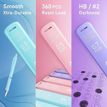 Four Candies Pastel Mechanical Pencil Set - 6PCS 0.5 mm & 0.7mm Pencils with 360PCS HB #2 Lead Refills, 3PCS Erasers and 9PCS Eraser Refills, Cute School Supplies Stuff for Student Writing Drawing