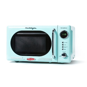 Nostalgia Retro Compact Countertop Microwave Oven - 0.7 Cu. Ft. - 700-Watts with LED Digital Display...