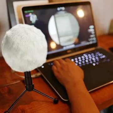 Blue Snowball Furry Windscreen Cover Muff - Professional Snowball ICE Mic Foam Wind Cover Windshield Pop Filter for Recordings, Broadcasting, Singing by Sunmon （White）