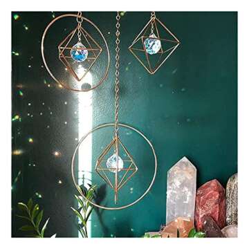 Crystal Suncatcher LOOGOOL Sun Catchers Cage Window Hanging Rainbow Maker Home Decor Gift, Boho Love...