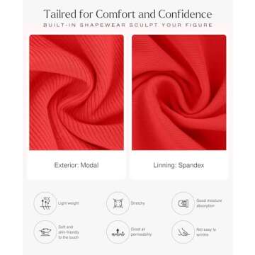 Popilush Long Sleeve Midi Dress Bodycon Party Dress Shapewear Tummy Control Cocktail Dresses Built-in Bra