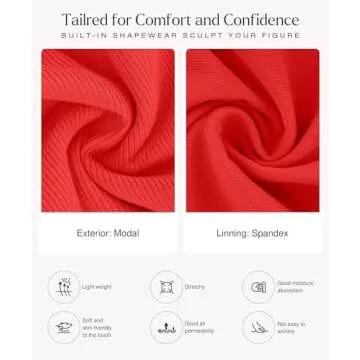 Popilush Long Sleeve Midi Dress Bodycon Party Dress Shapewear Tummy Control Cocktail Dresses Built-in Bra