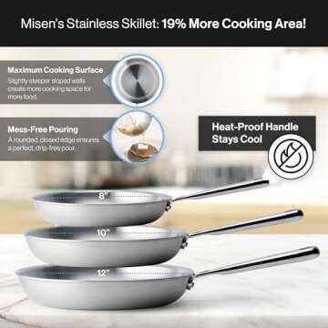 Misen 5-Ply Stainless Steel 10" Pan for Professional Cooking
