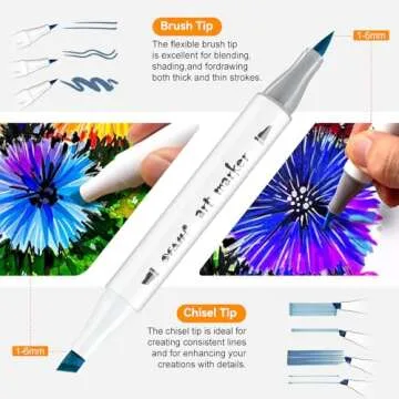 SFAIH Brush Tip Alcohol Markers Set - 49 Colors Double Tipped Art Markers for Artist Adult Coloring ...