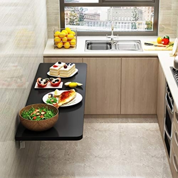 Folding Wall Mounted Workbench Drop Leaf Table, for Small Spaces Desk Office Home Kitchen Solid Wood...