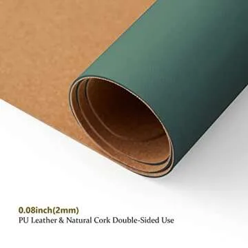 Cork Desk Mat - Dual-Sided Desk Pad for Office and Home - Desk Organization and Accessories - Ideal for Large Mouse Pad and Desk Mats on Top of Desks(Dark Green,31.5"x 15.7")