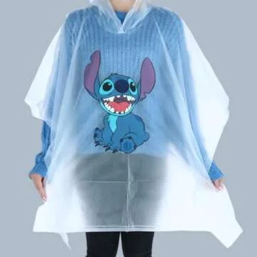Disney Adult Happy Stitch Rain Poncho Clear for All Ages