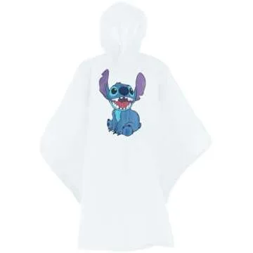 Disney Adult Happy Stitch Rain Poncho Clear for All Ages
