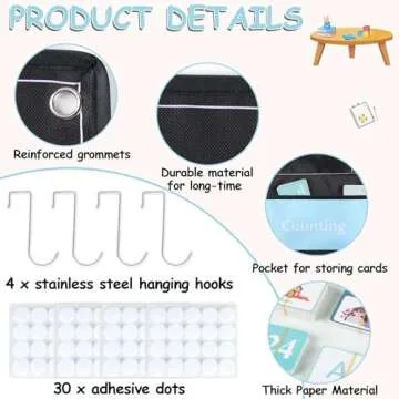 357 Pcs Boho Circle Time Center Classroom Educational Pocket Charts Calendar Teaching Materials for Kids Toddler Learning Activities Classroom Home Must Have Teacher Educational Supplies 39.5 inch