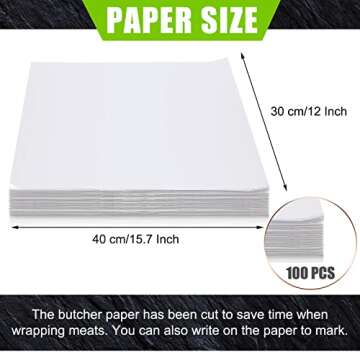 Sublimation White Butcher Paper Disposable Butcher Paper Sheets Square Meat Sheet Precut No Wax for ...
