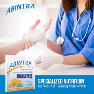 ABINTRA Specialized Wound Healing Nutritional Supplement includes L-Arginine, L-Glutamine, Whey Prot...