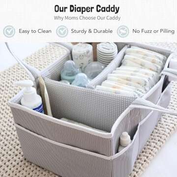 Lily Miles Baby Diaper Caddy Organizer, Baby Shower Basket for Newborn Boys or Girls, Nursery Must H...