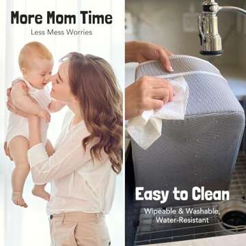 Lily Miles Baby Diaper Caddy Organizer, Baby Shower Basket for Newborn Boys or Girls, Nursery Must Haves for New Mom, Registry Favorites, Large Storage Tote for Changing Table or Car, Gray